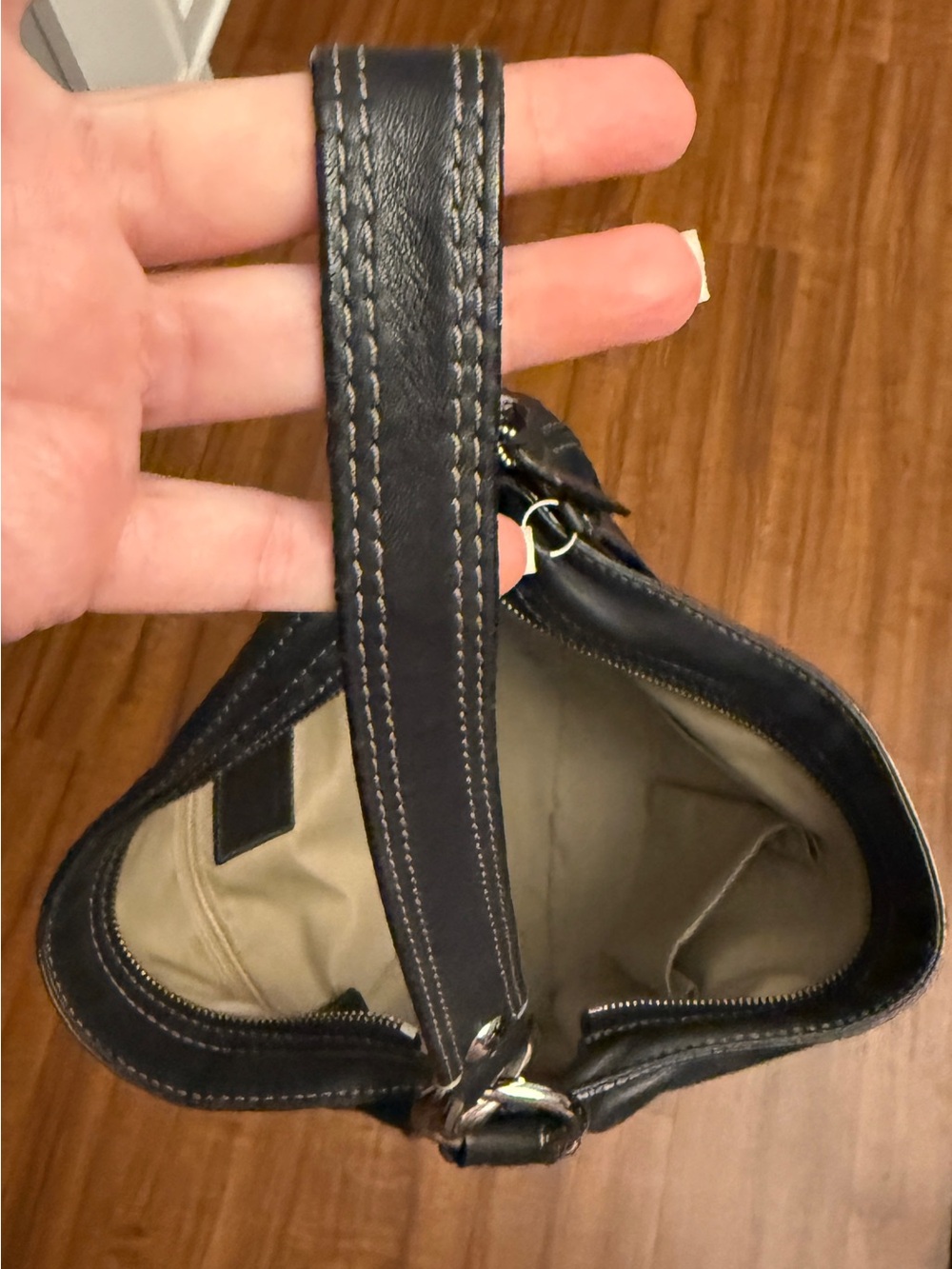 Coach Zoe F14707 Black Leather Hobo Shoulder Bag - Picture 8 of 10